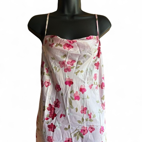 Y2K vintage silky satiny slip dress - floral pink - Picture 5 of 8